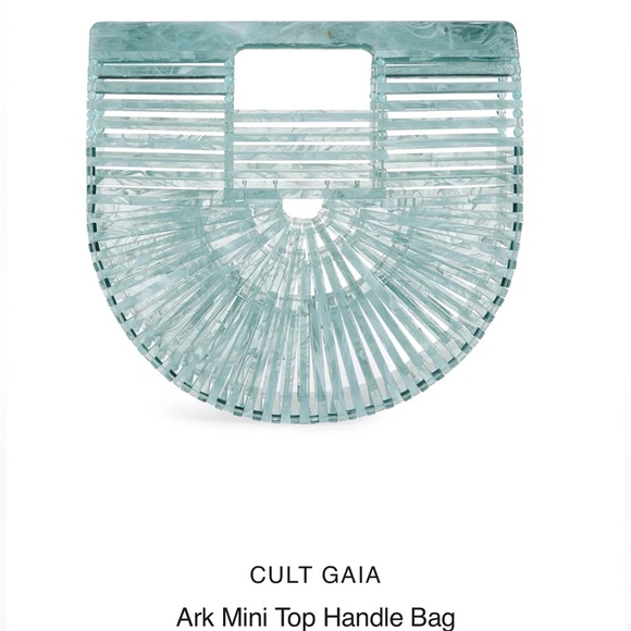 EASTER SALE! Cult Gaia 🔥 Blue Ark Mini Handbag Purse Box Clutch Top Handle Bag - Picture 4 of 10